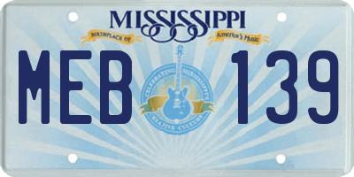 MS license plate MEB139