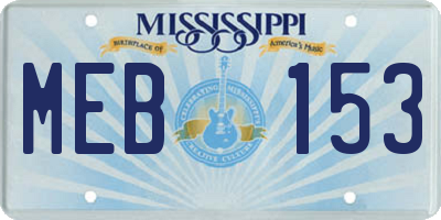MS license plate MEB153