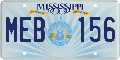 MS license plate MEB156