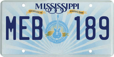 MS license plate MEB189