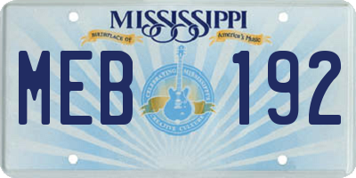 MS license plate MEB192