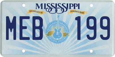 MS license plate MEB199