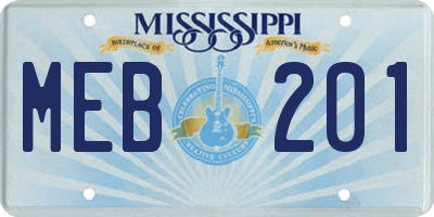 MS license plate MEB201