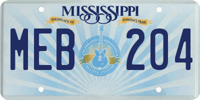 MS license plate MEB204