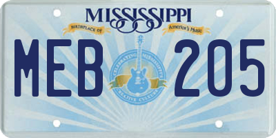 MS license plate MEB205