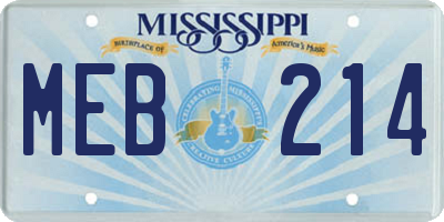MS license plate MEB214