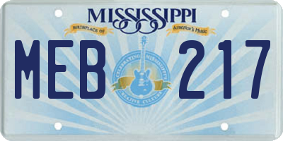 MS license plate MEB217