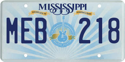 MS license plate MEB218