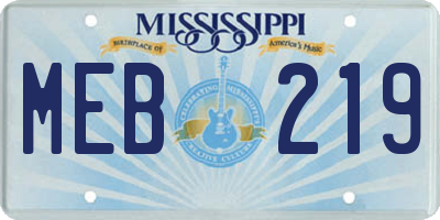 MS license plate MEB219