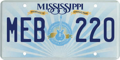 MS license plate MEB220