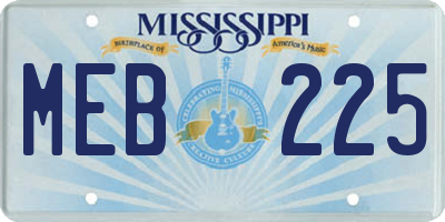 MS license plate MEB225