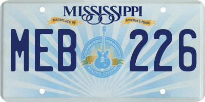 MS license plate MEB226