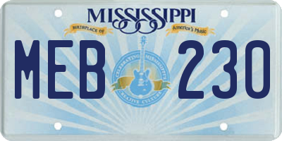 MS license plate MEB230