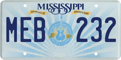 MS license plate MEB232