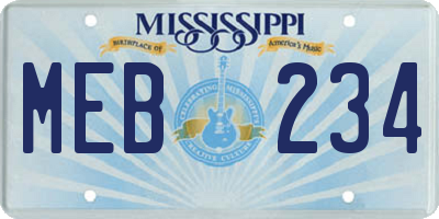 MS license plate MEB234
