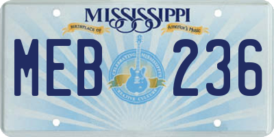 MS license plate MEB236