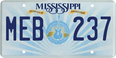 MS license plate MEB237