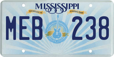 MS license plate MEB238