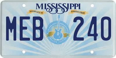 MS license plate MEB240
