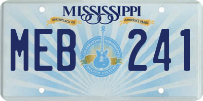 MS license plate MEB241