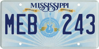 MS license plate MEB243