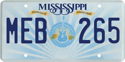 MS license plate MEB265