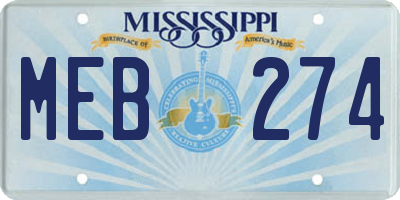 MS license plate MEB274