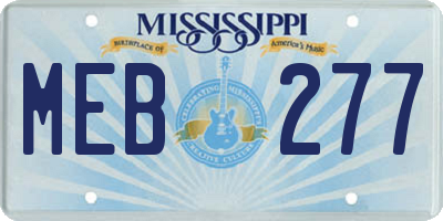 MS license plate MEB277