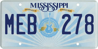 MS license plate MEB278