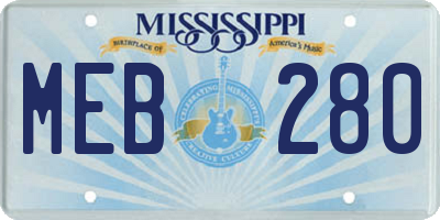 MS license plate MEB280