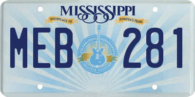 MS license plate MEB281