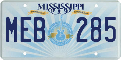 MS license plate MEB285
