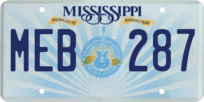 MS license plate MEB287