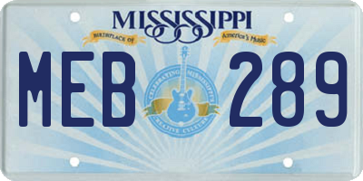 MS license plate MEB289