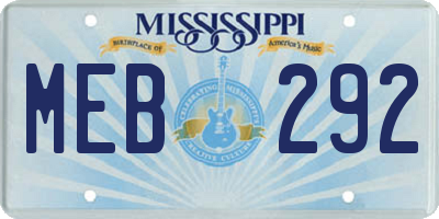 MS license plate MEB292