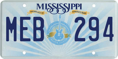MS license plate MEB294