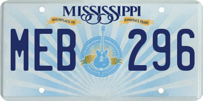 MS license plate MEB296
