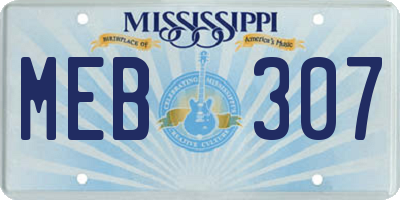 MS license plate MEB307