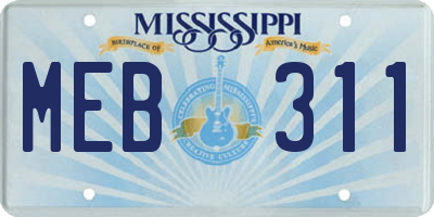 MS license plate MEB311