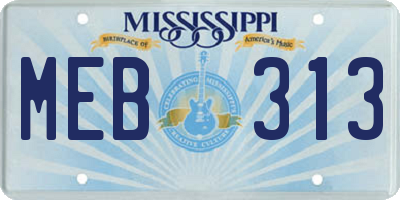MS license plate MEB313