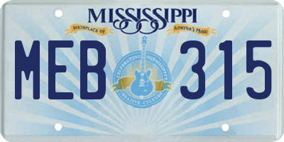 MS license plate MEB315