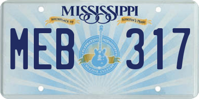MS license plate MEB317