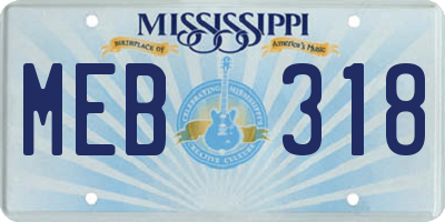 MS license plate MEB318