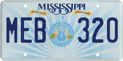 MS license plate MEB320