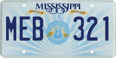 MS license plate MEB321