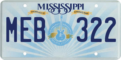 MS license plate MEB322
