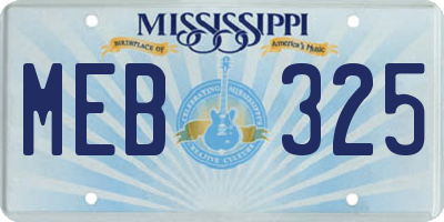MS license plate MEB325