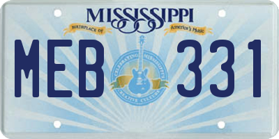MS license plate MEB331
