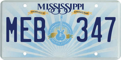 MS license plate MEB347