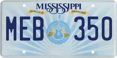 MS license plate MEB350